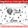 Personalisierter Hunde-Adventskalender in Knochenform mit dem Namen Luna, individuellem Hundeporträt und weihnachtlichen Motiven