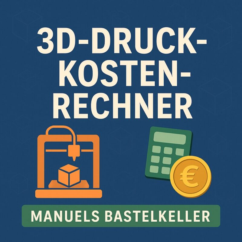 Grafische Darstellung eines Online-3D-Druckkosten-Kalkulators zur Ermittlung von Material- und Druckkosten für Filamentdrucker.